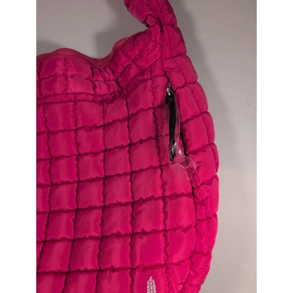 Free People Movement Quilted XL Carry-all Zip Closure Pink Shoulder Bag - NEW
